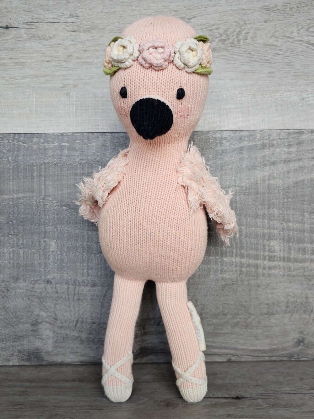 Cuddle + Kind Penelope the Flamingo Plush HandKnit Doll Peru Pink Stuffed 14"